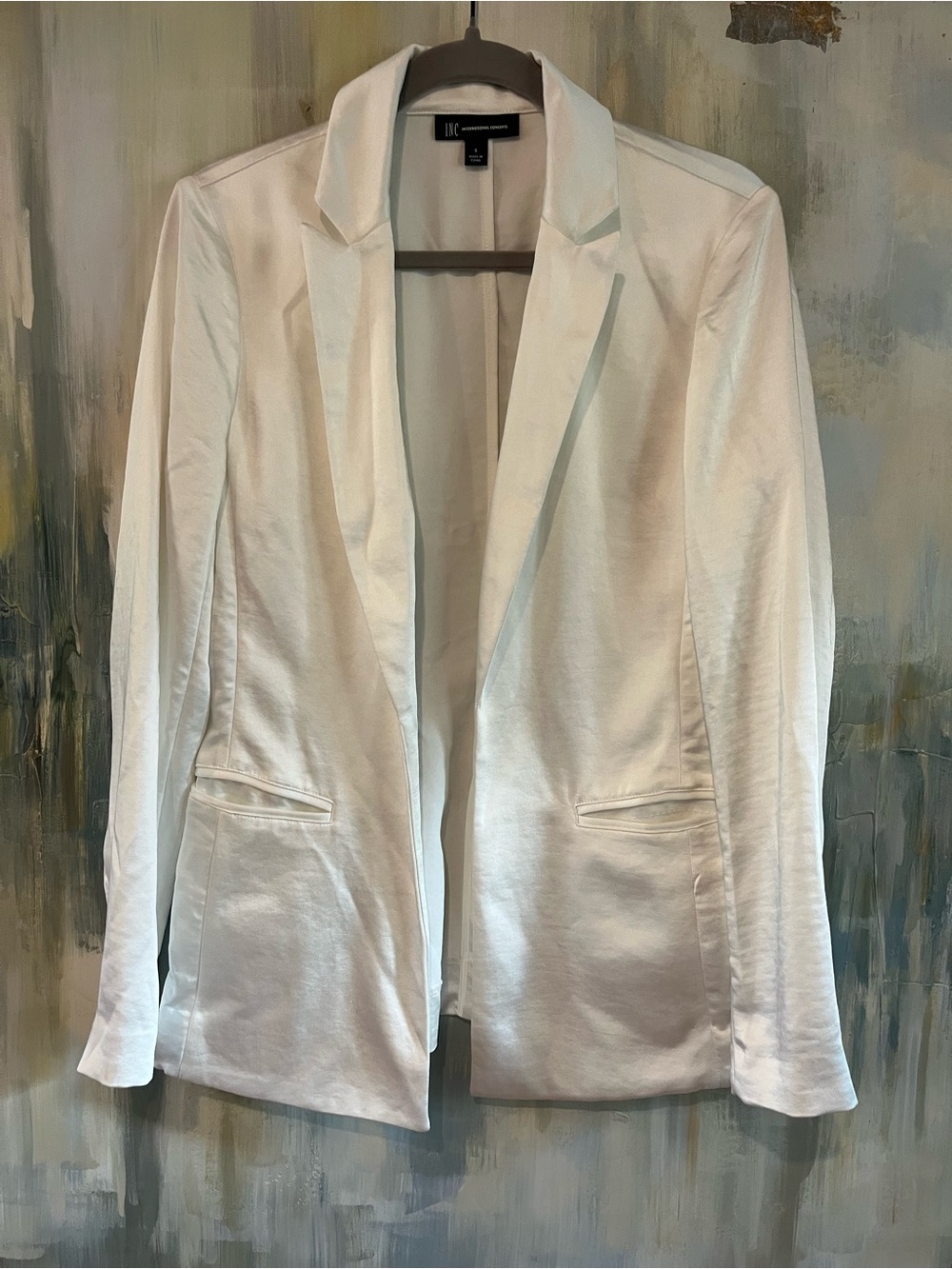 INC International Concepts Ivory Satin Blazer Size Small